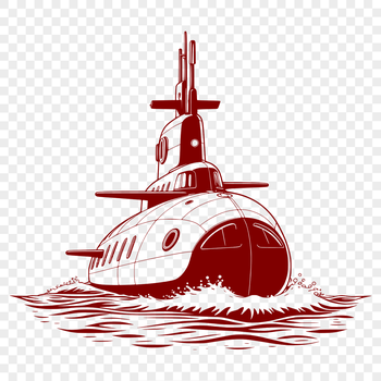 A detailed vector illustration of a military submarine underwater.