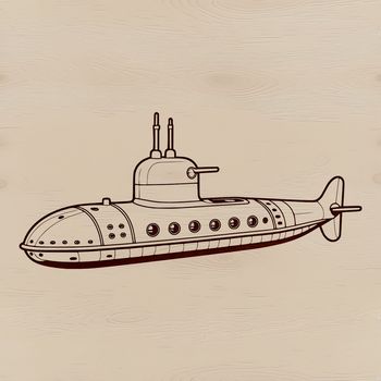 Illustration of a military submarine underwater vehicle in vector format.