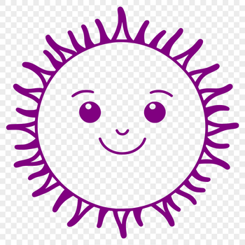A stylized illustration of the sun, suitable for vector art and graphic design.