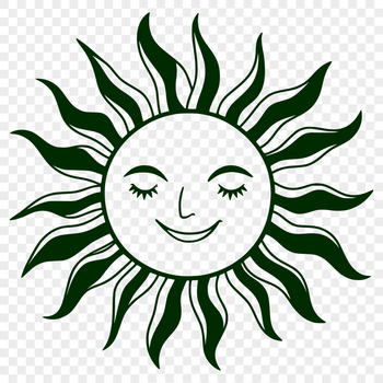 A simple line art illustration of the sun in a circular shape with radiating lines.