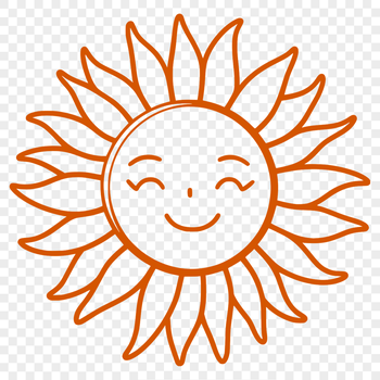 A digital illustration of the sun as a circular shape with solar flares.