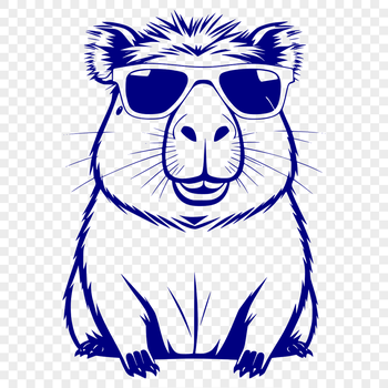 A cartoon capybara character wearing sunglasses in a vector format.