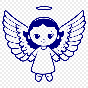 A detailed illustration of a celestial being with wings and a halo, suitable for vector graphics and cutting machine designs.