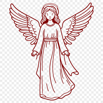 A 2D illustration of a majestic angel with delicate wings.