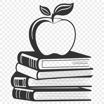 A digital illustration of an apple book, suitable for educational purposes, created using vector graphics.
