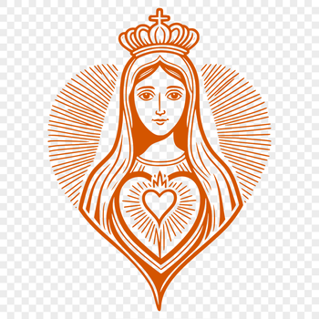 A vector art illustration of an Immaculate Heart motif.