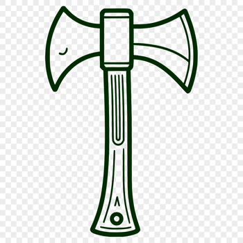 A graphic illustration of a hand tool used for chopping or splitting wood.