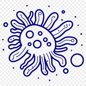 Microscopic illustration of bacteria cells in a simplified style.