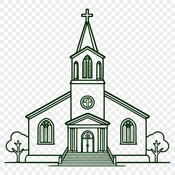 Baptist church exterior with detailed architectural design