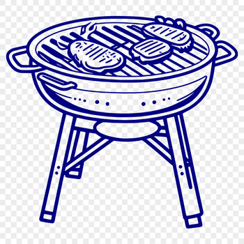 A 2D vector illustration of a charcoal grill with a cooking rack.
