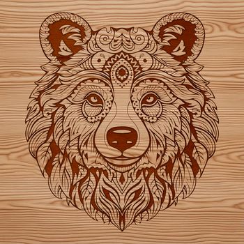 Vector graphic of a stylized bear featuring ornate details on its fur.