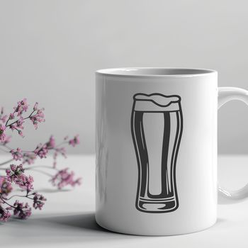 A transparent glass containing a foamy beer, ideal for vector art designs.
