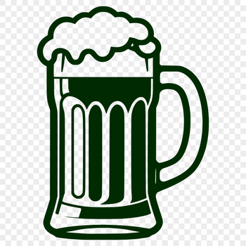 A detailed illustration of a glass filled with beer, suitable for vector graphics and cutting machines.