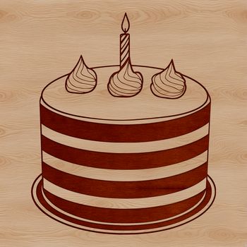 Colorful illustration of a birthday cake with candles and decorations, ideal for vector art projects.