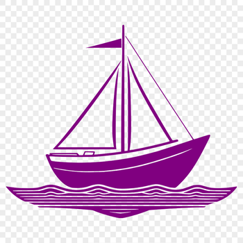 A simple outline of a boat with clean lines, suitable for vector design and cutting machine applications.