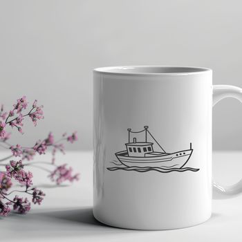 A detailed illustration of a boat with bold lines and shapes, suitable for vector design projects.