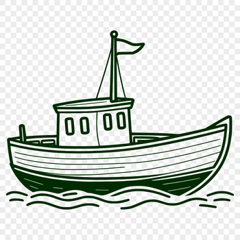 SVG vector graphic illustration of a boat with detailed design elements.