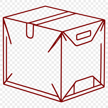 A simple vector graphic illustration of a standard box.