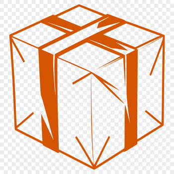 A simple 2D representation of a rectangular box made from vector lines and shapes.