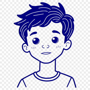 A simple illustration of a young boy in various poses and activities, designed as a vector graphic.
