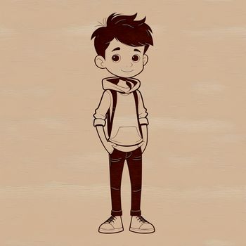 A young boy with a neutral expression, suitable for illustration or design projects.