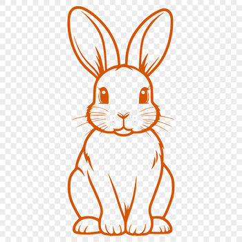 A full-body illustration of a sitting rabbit, suitable for various design applications.