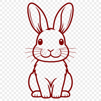 A sitting rabbit with full body proportions, ideal for vector designs and clip art.