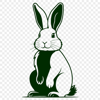 A full-body illustration of a sitting rabbit with intricate details.