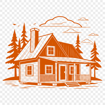 A simple cabin design created as a scalable vector graphic (SVG) file.