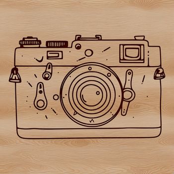 Vector illustration of a photography equipment symbol featuring modern lines and shapes.