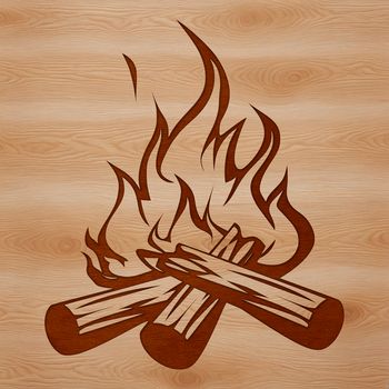 A flame-licked campfire burning brightly in the outdoors, perfect for vector art designs.