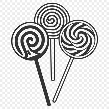 A colorful illustration of a classic lollipop candy on a transparent background.