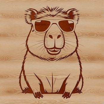 A capybara wearing sunglasses in a simple line art style.