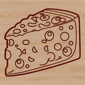 A digital illustration of a cheese wedge in vector format.