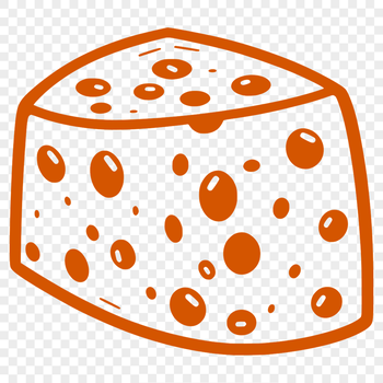 A simple outline illustration of a wheel of cheese.