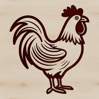 A simple line drawing of a chicken, suitable for vector graphics and design projects.