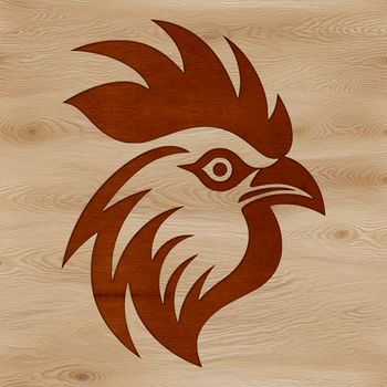 A stylized illustration of a chicken's head, suitable for vector design.
