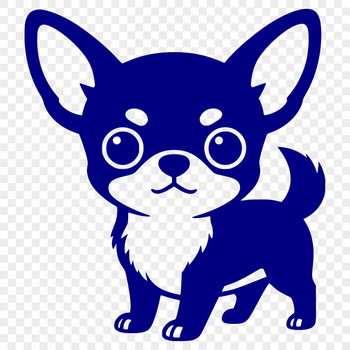 Simple line art of a Chihuahua in a single color silhouette design.
