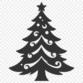 A simple line-art illustration of a Christmas tree, suitable for commercial or personal use.