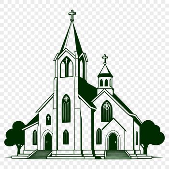Detailed illustration of a traditional Christian church, designed as an SVG file for easy editing and customization.