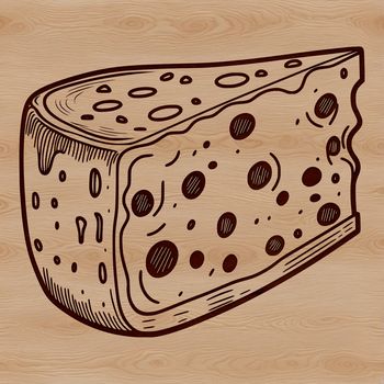 A vector graphic representation of a slice of cheese cut in half.