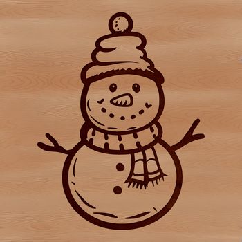 A winter scene snowman illustration created with vector art for various design purposes.