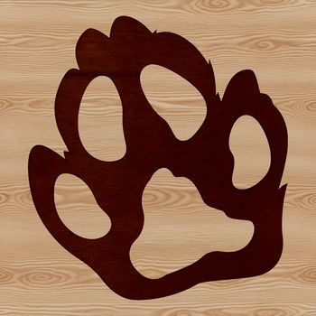 A stylized illustration of animal paw prints in various colors.