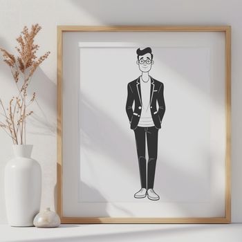 An SVG vector graphic of an adult man designed for cutting machines and laser engraving.
