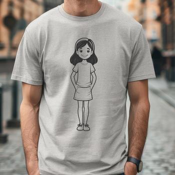 A young girl illustration in a neutral background.