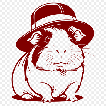 A cartoon guinea pig wearing a hat in vector format, suitable for digital designs and crafts.
