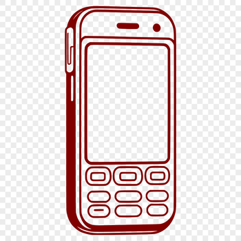A 2D digital illustration of a mobile phone in various technical views.