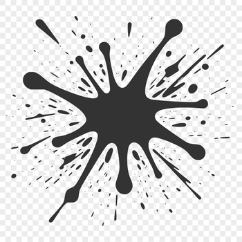 A simple illustration of a splat shape, suitable for vector design and cutout projects.
