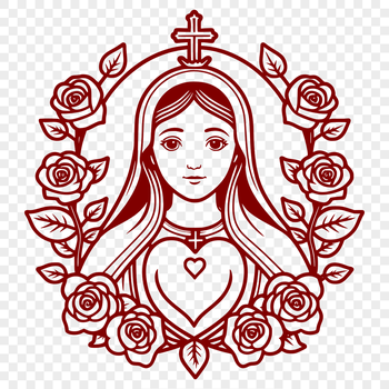 A stylized floral emblem representing the Immaculate Heart, suitable for vector art and design projects.