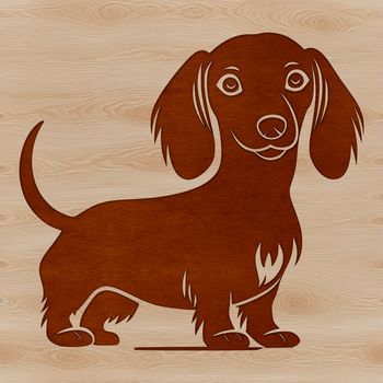 A cartoon-style illustration of a standing dachshund dog breed.